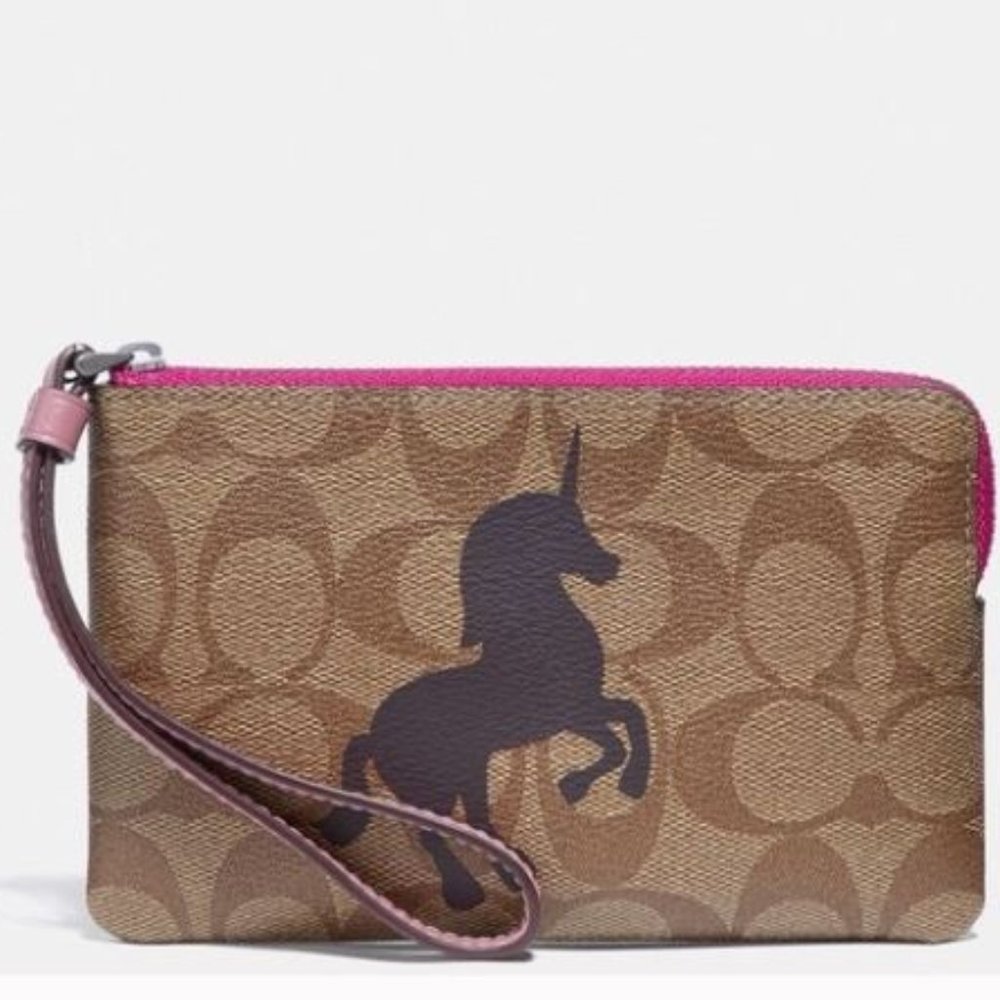 Brand New Large Coach Unicorn Wristlet Bag